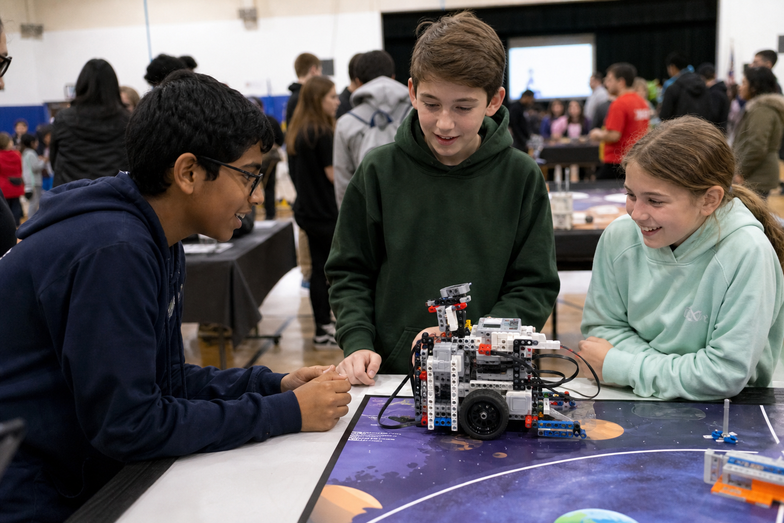 STEAM expo robotics and science stations